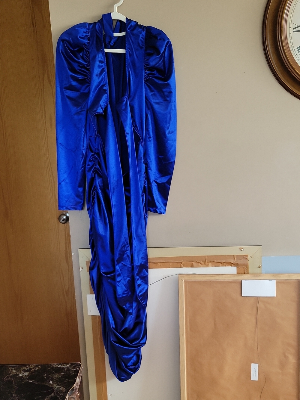 Fashion Nova Royal Blue Satin Drape Dress